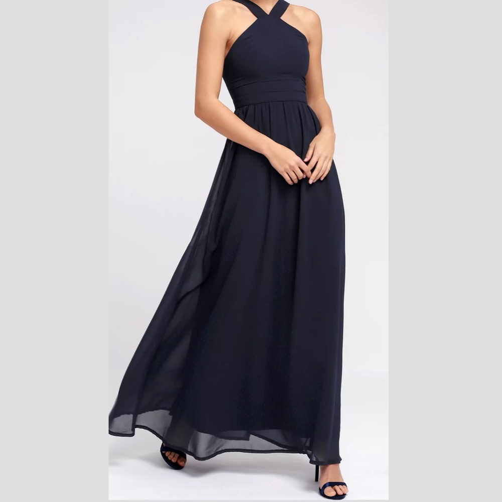Lulus Air of Romance Navy Blue Maxi Dress
